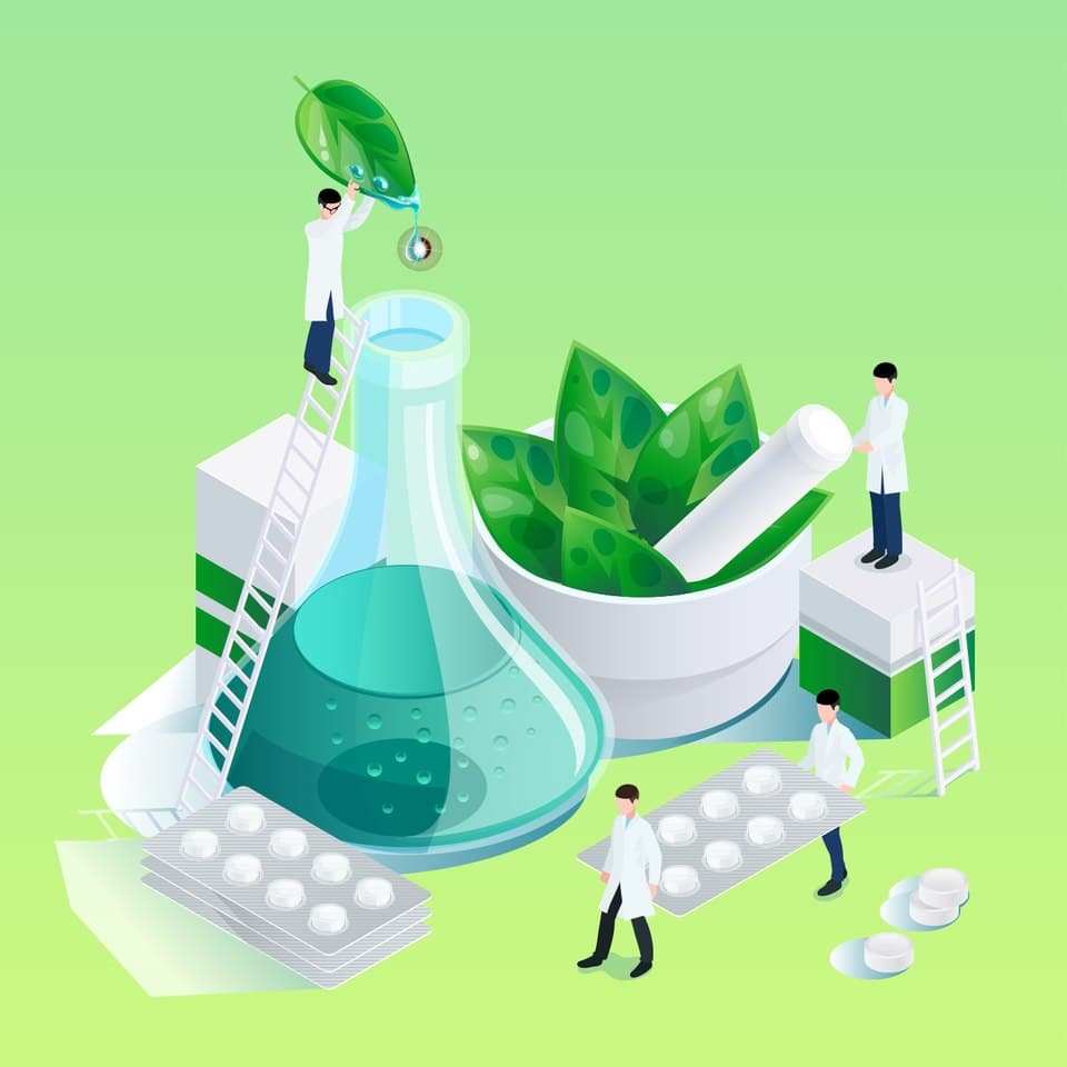 Research scientists developing nutraceutical formulations in the lab